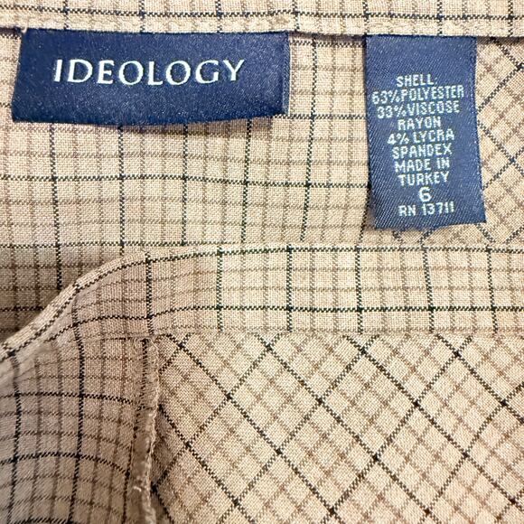 Women's Ideology Tan and Brown Plaid Knee Length A-Line Skirt Size 6 - Picture 4 of 9